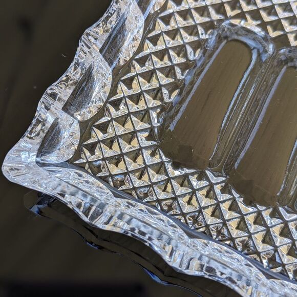 Cut Lead Crystal Sugar Creamer Tray Set Germany Hobnail Exquisite Detail MCM - Picture 4 of 16